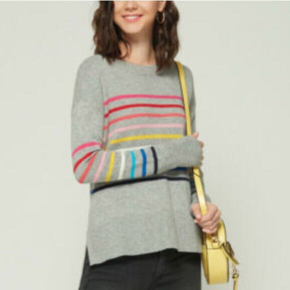 Gap Wool Blend Gray Rainbow Stripe Sweater Size XS - Picture 2 of 12